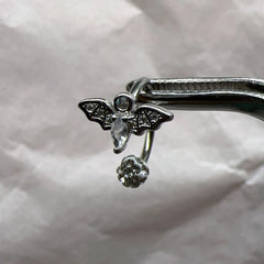 Lunivop  1pc Punk Cool Bat Lip Ring C-shaped Stainless Steel Zircon Labret Piercing Lip Ring Cartilage Fashion Body Jewelry Gifts