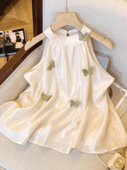 Lunivop  3D Bufferfly Halter Tanks Women Sweet Fashion Loose Elegant Tanks Korean Chic Causal Summer Female All Match Sleeveless Top