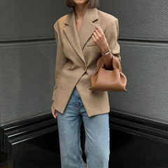 Lunivop  Long Sleeve Women Elegant double-breasted classic Blazer Lady Outerwears Turn-Down Collar Winter Commute Suit Jacket