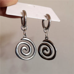 Lunivop Punk Y2k Spiral Vortex Pendant Earrings For Women Men Vintage Stainless Steel Eardrop Jewelry EMO Creative Grunge Accessories