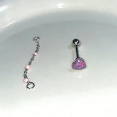 Lunivop  1Pc Trendy Sweet Cool Style Stainless Steel Heart Chain Tongue Stud for Cool Girls Unique Body Piercing Gift