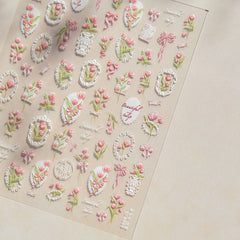 Lunivop  Blossoming Sakura Spring Petal Cherry Flowers Living Peach Branch 5D Nail Art Sticker Soft Relief Adhesive Chic Manicure Decals