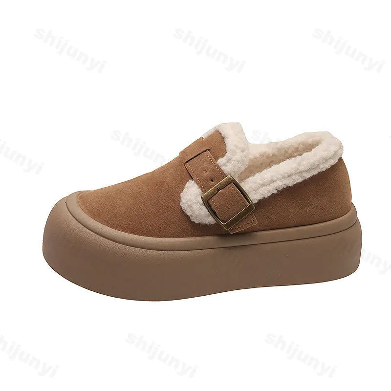 Lunivop Women Winter Casual Shoes New Moccasins Soft Platform Non-slip Loafers Fashion Warm Plush Slip on Female Cotton Shoes