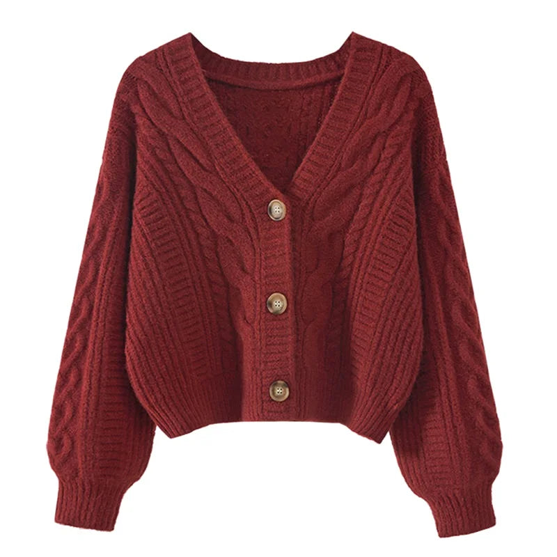 Lunivop Knit Cardigan for Women Regular Fit Button-up V-Neck Crop Sweater Jacket Teen-girl Fall Winter Vintage Outfit