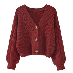 Lunivop Knit Cardigan for Women Regular Fit Button-up V-Neck Crop Sweater Jacket Teen-girl Fall Winter Vintage Outfit