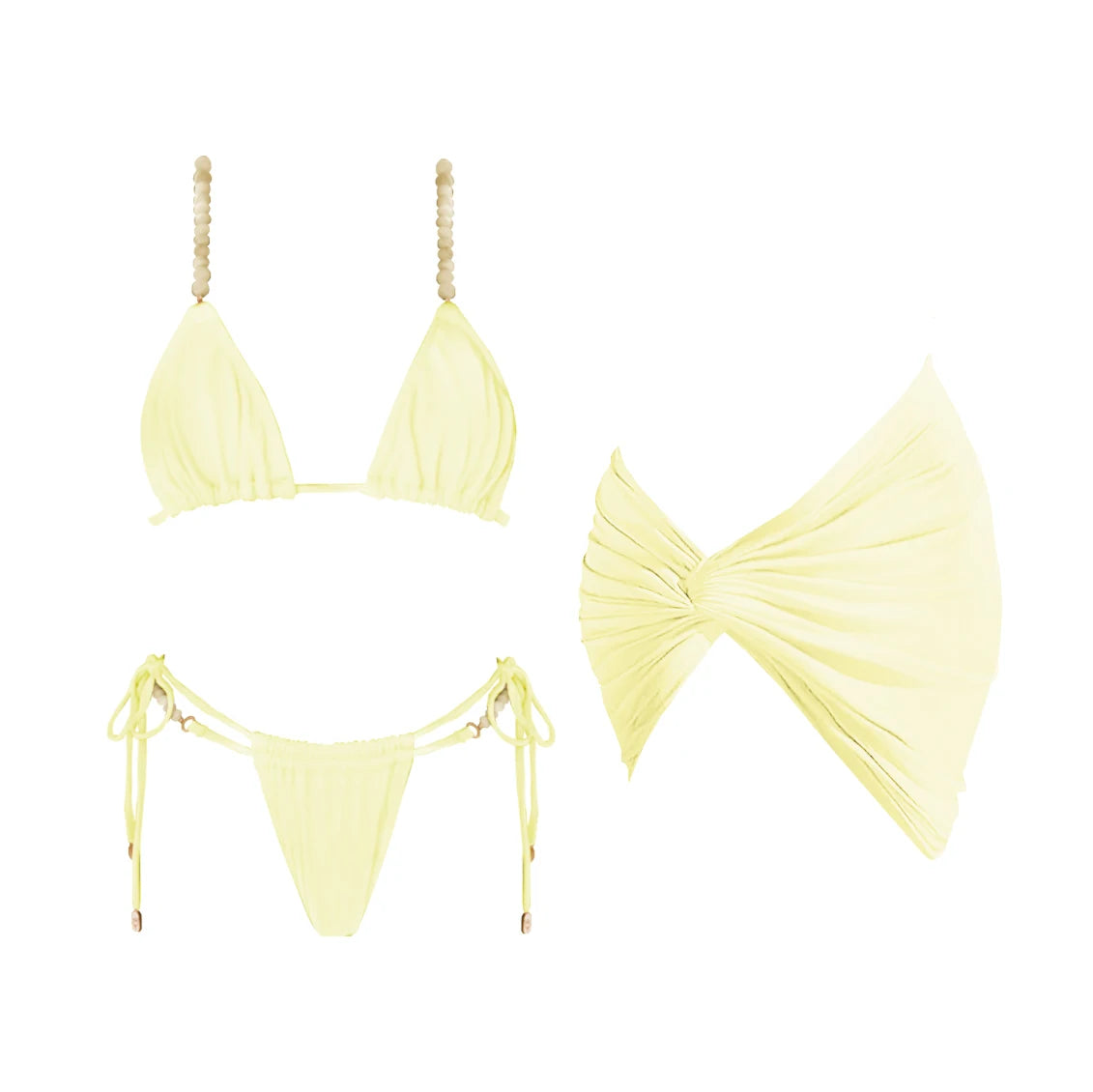 Lunivop   3Pcs Beads Bikini Set 2025 Sexy Women Swimsuit Female Swimwear Micro Bikini Bandeau Biquini Swimming Suit Beachwear Mini Skirt