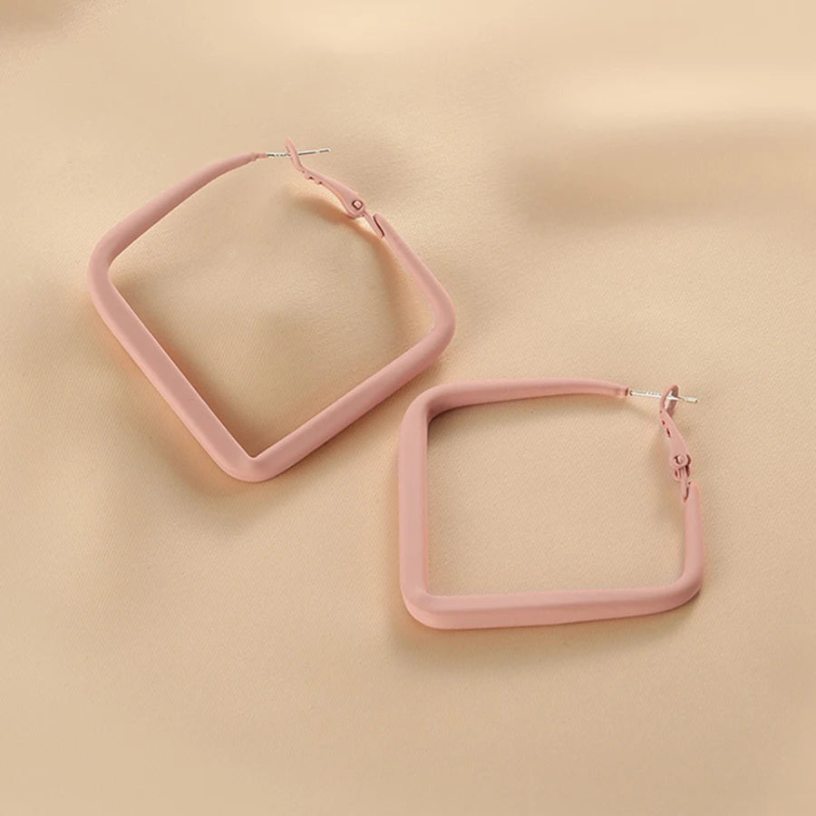 Lunivop Korean Fashion Simple Pink Round Square Earrings for Women Exquisite Copper Earring Sweet Elegant Party Jewelry Girlfriend Gifts