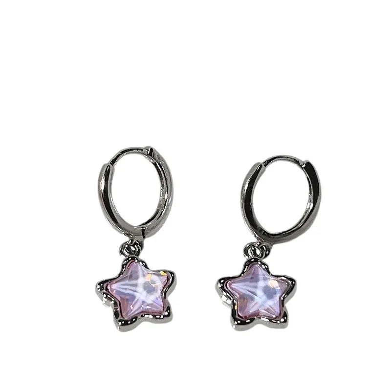 Lunivop Gothic Cute Dream Fairy Moonlight Stone Star Pendant Earrings For Egirl Y2K EMO 2000s Harajuku Goth Vintage Jewelry Accessories