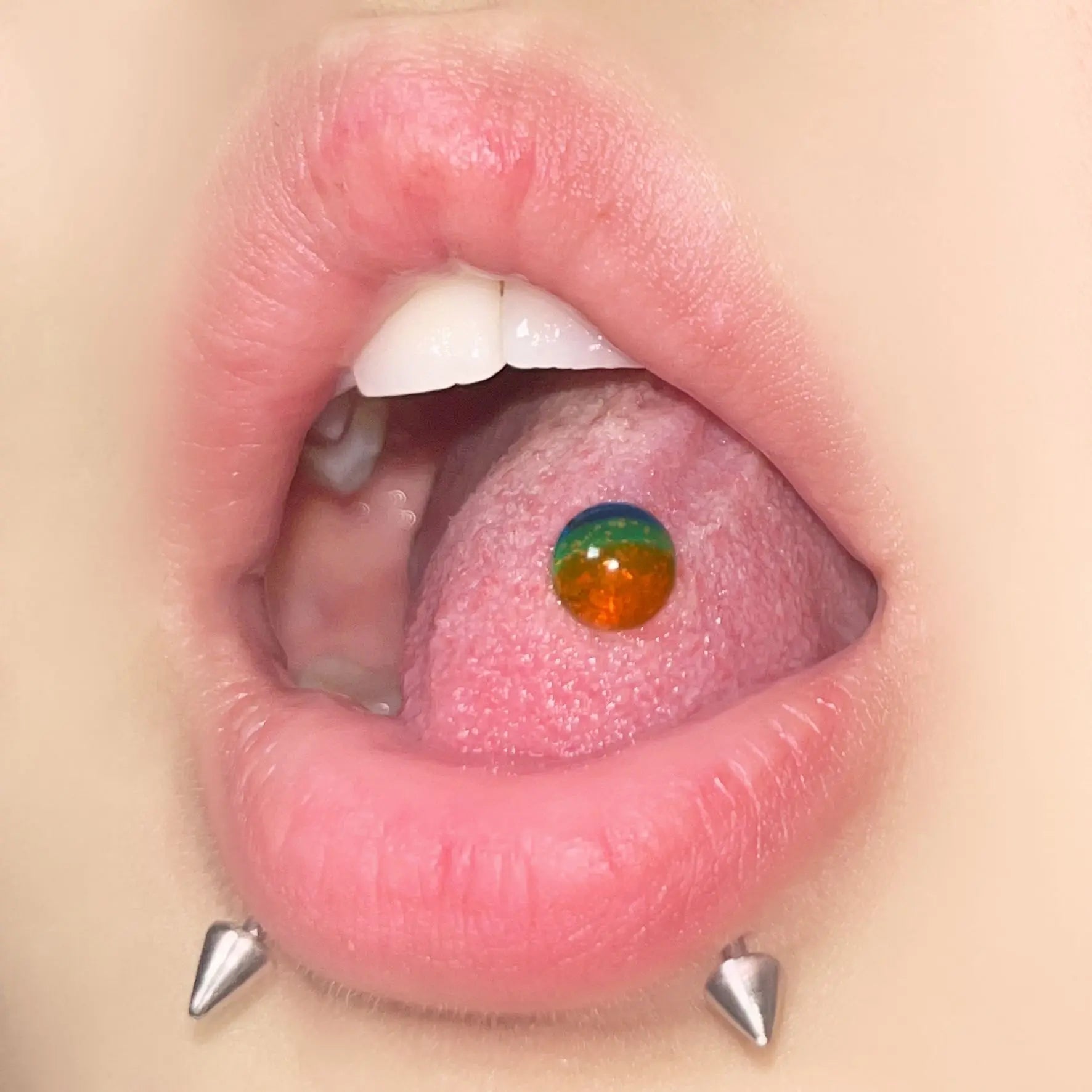 Lunivop Colorful Glitter Powder Rainbow Acrylic Tongue Stud Cute Sweet Cool Piercing Nipple Rings Jewelry Ear Piercing