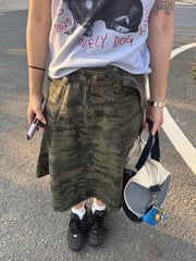 American Vintage Streetwear Camouflage Denim Skirts Fashion Casual Skirt for Women Y2k High Waist Loose Faldas Mujer