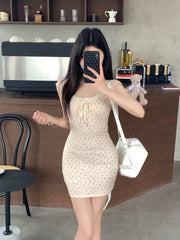 Lunivop  Dresses Women Floral Printed Sleeveless Ruffles Patchwork Slim Bow Summer Fashion Mini Dress Female Casual Sweet