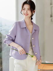 Lunivop Elegant Slim Purple Jacket Women Sweet Long Sleeve Small Fragrance Coat Casual Fall Winter Lady French Pockets Fashion Tops