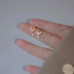 Lunivop  Korean Cute Ear Piercing Water Drop Earrings for Women Crystal Short Tassel Hypoallergenic Female Earrings Party Jewelry Brincos