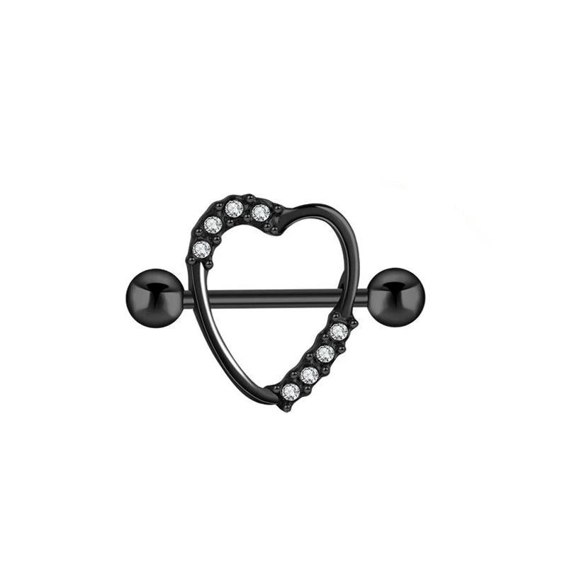 Lunivop 1pc Love Heart Nipple Piercing Stainless Steel Crystal Sexy Nipple Ring Nails Barbell Body Pierced Jewelry Chest Decor Party