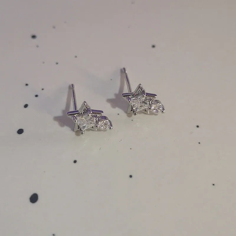 Lunivop New Trendy Star Zirconia Stud Earrings for Women Girls Hiphop Punk Cool Star Hoop Earrings Party Jewelry Gift