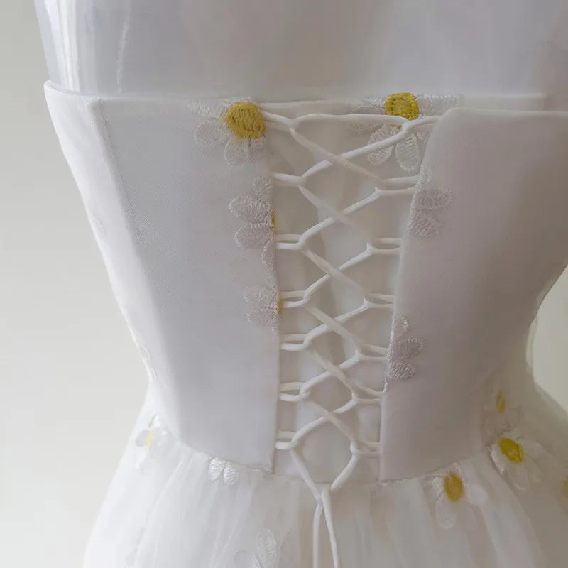 Lunivop  Fashion Mesh Embroidered Dress Women's Hanging Neck Strapless A Line Dresses 2025 Summer New Tide
