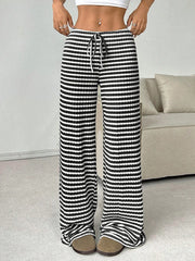 Lunivop  Women's Y2K High Waist Striped Printed Casual Lace up Long Pants Autumn Straight Leg Trousers Elegant High Street Fashion