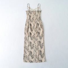 Lunivop  New Sexy Leopard Print Spliced Lace V neck Short Sling Dress Women Side Zipper Back Slit Chiffon Tank Femme Vestidos Robe