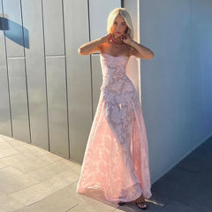 Lunivop  Sexy Backless Square Neck Print Maxi Dress Women Fashion Sleeveless High Waist Sling Dresses Summer Elegant Street Partywear