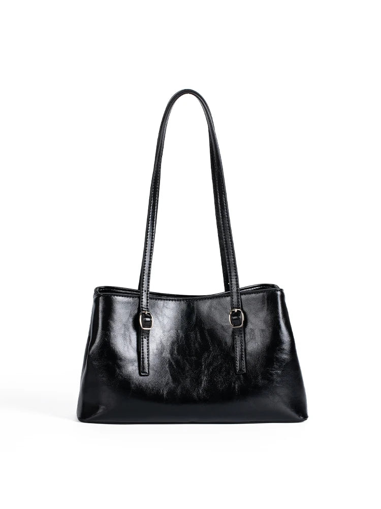 Lunivop   High Quali Oil Wax Leather Tote Bag Large Capaci Commuter Simple oulder Bag Women Autumn Winter Sli Handbag