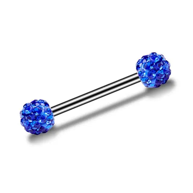 Lunivop 5mm Crystal Ball Tongue Stud Stainless Steel Piercing Body Jewelry for Women Multi Color Zircon Tongue Ring Nightclub Jewelry