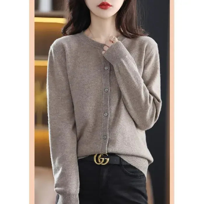 Lunivop Knitted Sweater Cardigan Loose-fit Warm Jacket Inner Wear Outer Korean Style Stylish Women's Top Core-spun Yarn