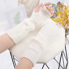 Lunivop Long Fingerless Gloves Women Mitten Winter Arm Warmer Kawaii Knitted Sleeve Soft Girls Anime Clothes Punk Gothic Lolita Gloves