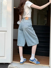 Lunivop  Loose Wide Leg Denim Jeans Women's High Waist Seven-Foot Waed Jeans American Retro Sle plus Size Summer Wear