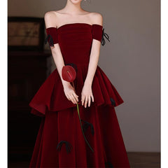 Lunivop  Winter Fashion Velvet Wedding Party Dress Sweet Elegant Slash Neck Bow Appliques Pleated Gown Slim Waist Vestidos
