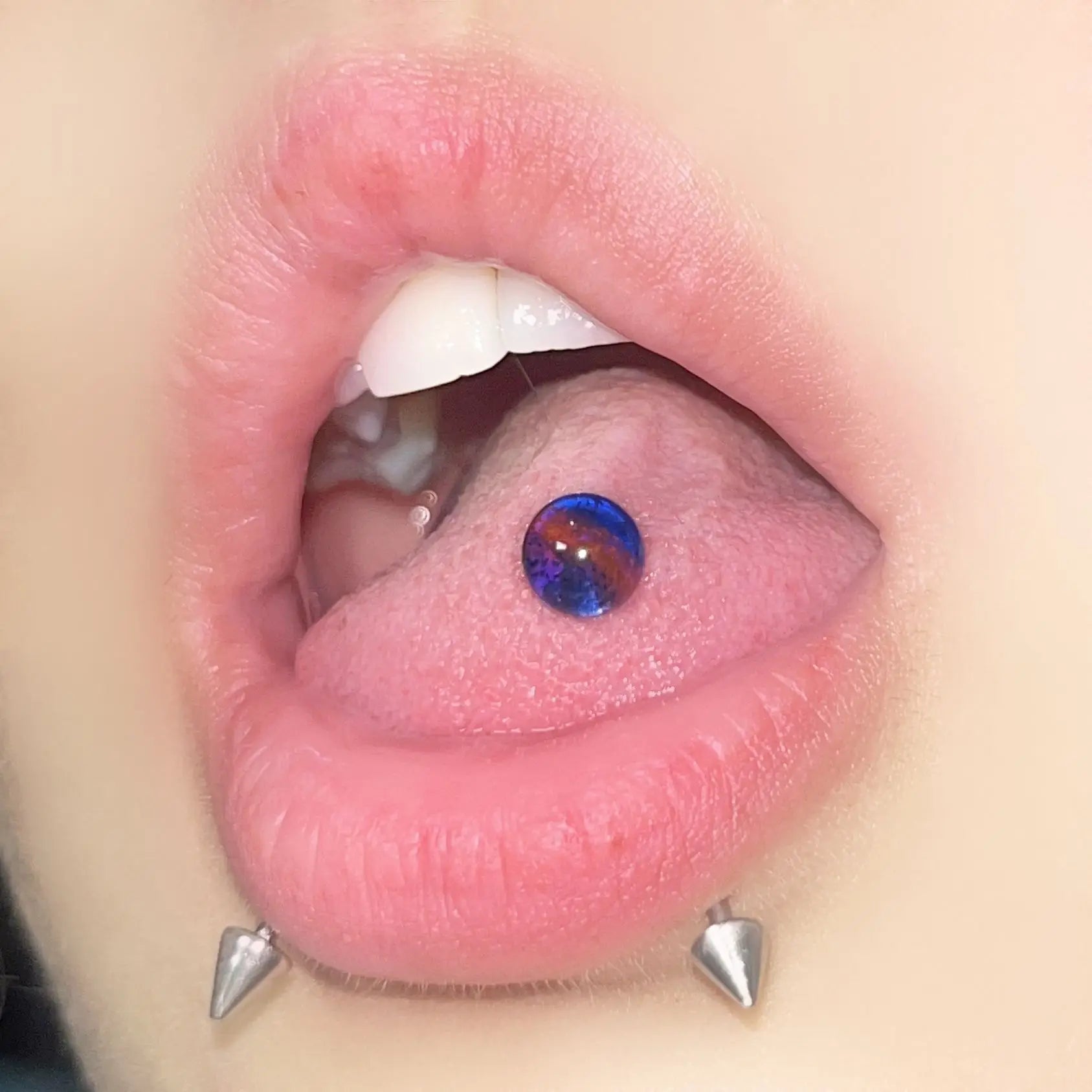 Lunivop Colorful Glitter Powder Rainbow Acrylic Tongue Stud Cute Sweet Cool Piercing Nipple Rings Jewelry Ear Piercing