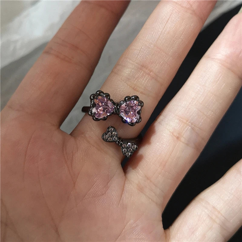 Lunivop Kpop Creative Y2K Gothic Irregular Crystal Star Bowknot Aesthetic Rings Women Grunge Punk Vintage Fashion Jewelry Accessories