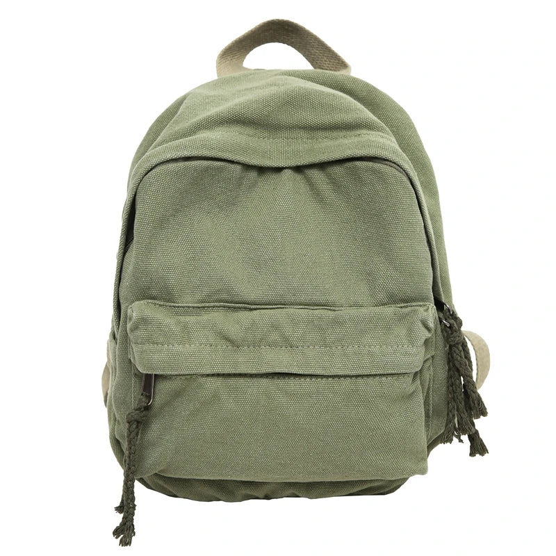 Lunivop 100% Cotton Small Backpacks Women Solid Canvas Little Leisure Or Travel Bags Cute Cloth Child School Bags Shoulder Green Package