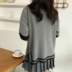 Lunivop Knit Cardigan for Women Long Sleeve Button-up with Contrast Trim Sweater Jacket Varsity High School Teen-girl Preppy Chic Outfit