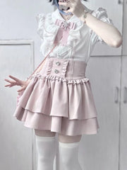 Lunivop  Harajuku Lolita Sweet Kawaii Skirt Y2k Aesthetic High Waist Grunge Casual Woman Skirts Streetwear Ruffled Pleated Mujer Faldas