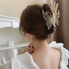Lunivop  Luxury Pearl Crystal Butterfly Hair Claw Clips For Women Girls Elegant Hairpin Geometric Crab Female Hair Accessories Gift