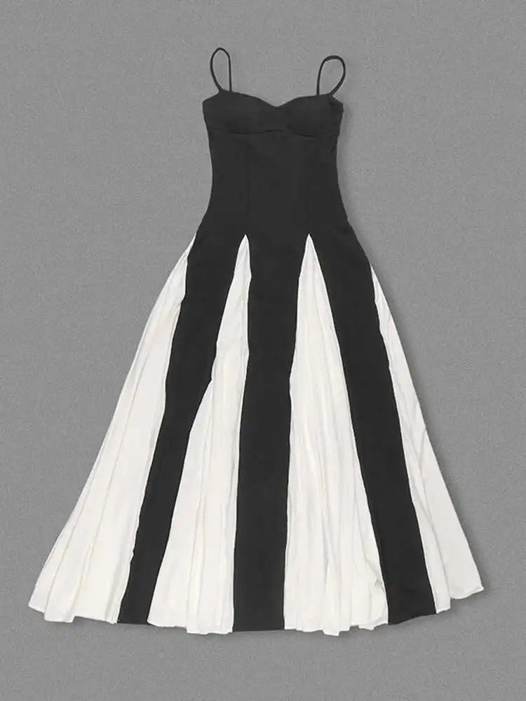 Lunivop Women Fashion Strapless Dress Chest Wrapping Backless Contrast Color Waist Retraction Ankle-length Dresses Spring 2025 New