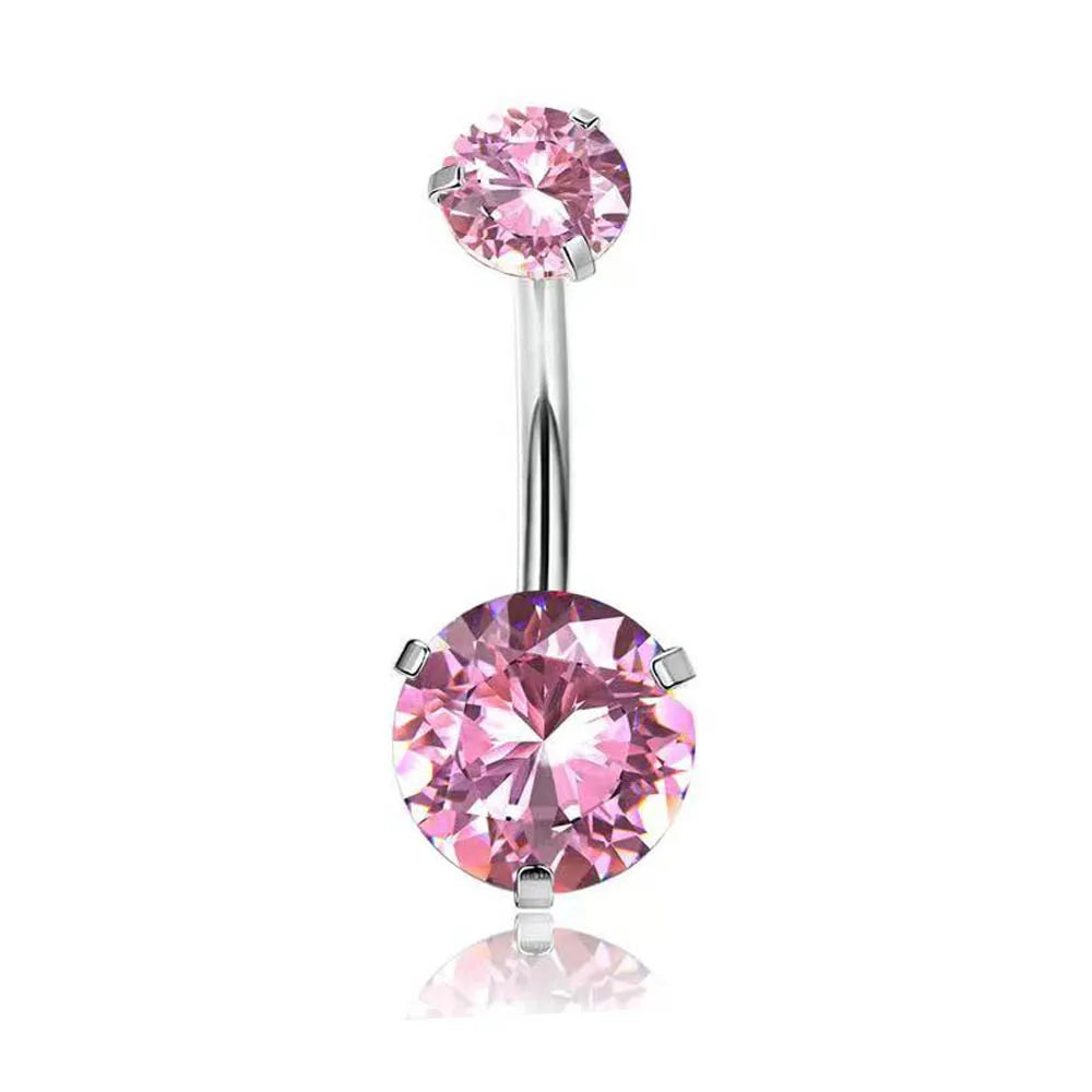Lunivop  4Style Pink CZ Piercing Rings, Stainless Steel Multi-Shape Body Jewelry Set, Devil Round Butterfly Belly Rings