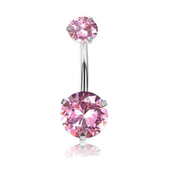 Lunivop  4Style Pink CZ Piercing Rings, Stainless Steel Multi-Shape Body Jewelry Set, Devil Round Butterfly Belly Rings