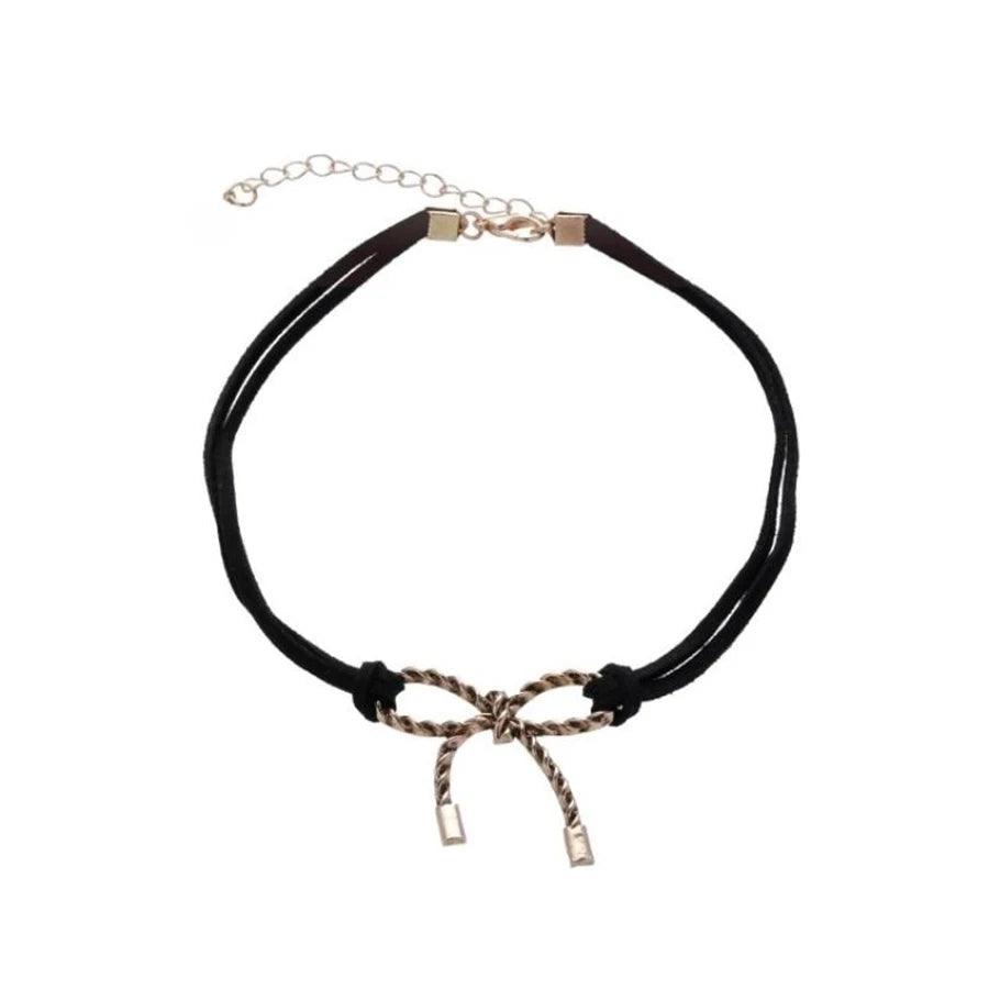 Lunivop New Trendy Simple Black Rope Bowknot Necklace for Women Niche Design Charms Choker Sweet Cool Party Jewelry