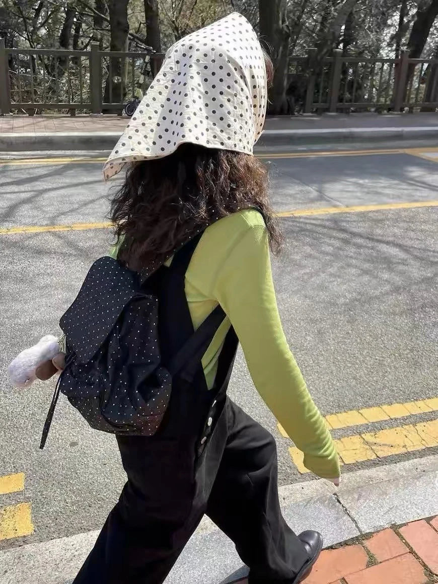 Lunivop   New Polka Dot Large Capaci Commuter Bapa Dstring Trend Korean Sle Nylon Material round Box ape Casual Scene