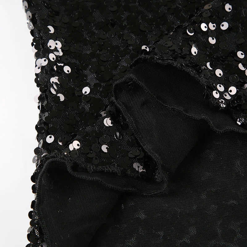 Lunivop   Black Sequined Crop Top Sexy See Through Sleeveless Skinny Club Party Camisole Women Vintage 2000s Tee y2k Aesthetic Vest