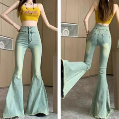 Lunivop  Aesthetic Hot Skinny Flare Jeans Women Vintage Slim Fit High Waist Denim Pants Woman Y2K Streetwear Wide Leg Trousers