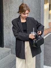 Lunivop Elegant Black Blazer Women Fashion Sweet Long Sleeve Design Suit Coat Korean Casual Chic Female Fall Winter Sweet Jacket