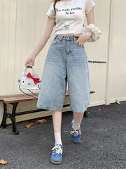 Lunivop  Loose Wide Leg Denim Jeans Women's High Waist Seven-Foot Waed Jeans American Retro Sle plus Size Summer Wear