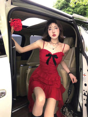 Lunivop  Sweet Ruffles Slim Waist Camisole Dress for Women+ Y2k Thin Long Sleeve Cardigan Coat Two Piece Sets 2025 Summer New