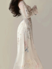 Lunivop  Summer Elegant Floral Fairy Dress Woman Beach Style Party Long Sleeve Midi Dress Fashion Female One Piece Dress Korean Boho