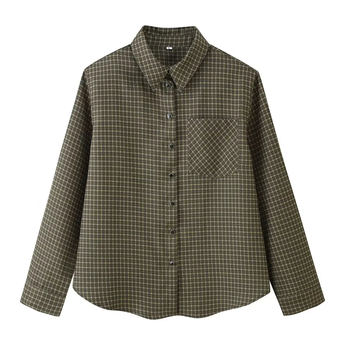 Lunivop  New Autumn Plaid Print Lapel Collar Long Sleeve Shirt for Women With Pad Shoulder Single-breasted Busttons Loose Blouse Tops