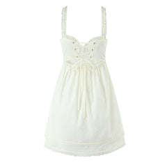 Lunivop  Sexy Backless Lace Up Summer Mini Sling Dress Women High Waist A-line Casual Dresses Holiday Robe