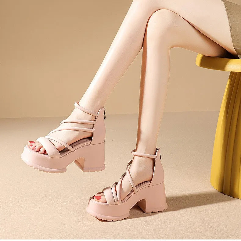 Lunivop Women Platform High Heels Wedges Buckle Slope Sandals Women Shoes Summer New Fashion Thin Band Thick Sole Pumps Zapatos De Mujer