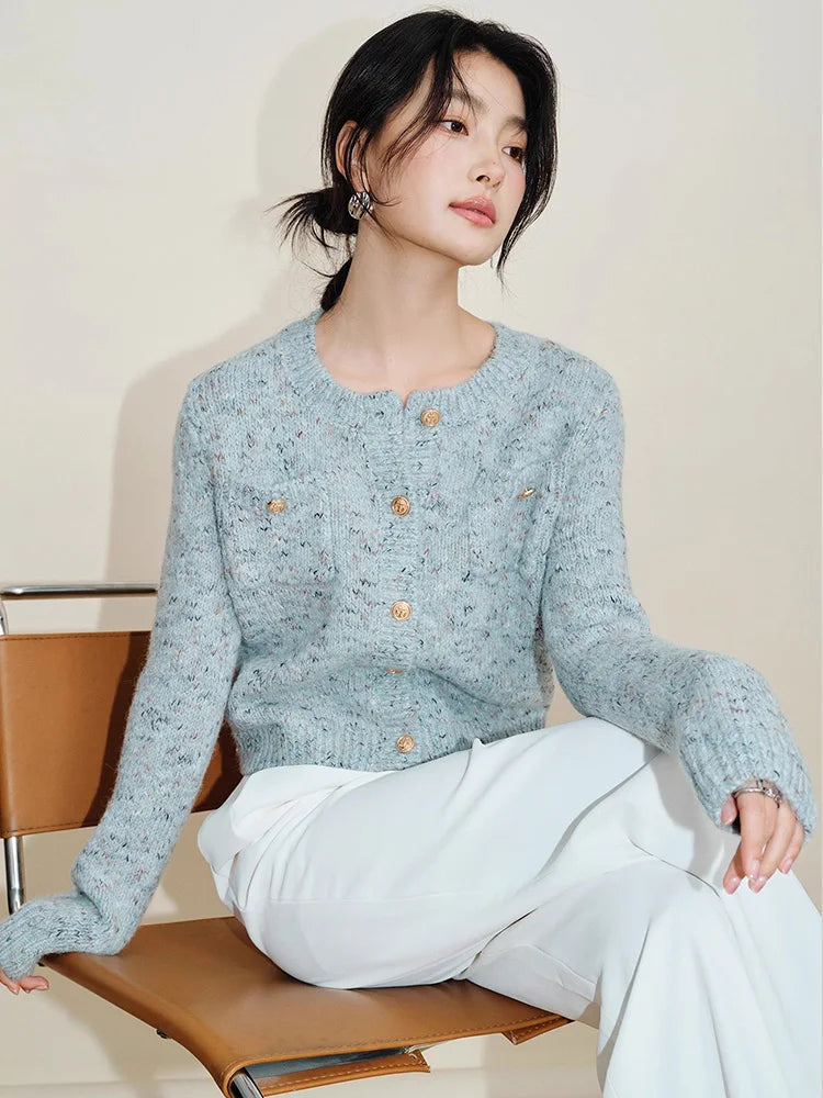 Lunivop Elegant Women Sweet Cardigan Sweaters Vintage Long Sleeve French Knitted Jacket Fall O Neck Female Single Breasted Retro Tops